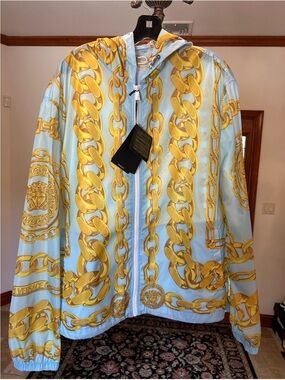 Men’s Versace Medusa head light blue windbreaker size 54/XXL made in Italy